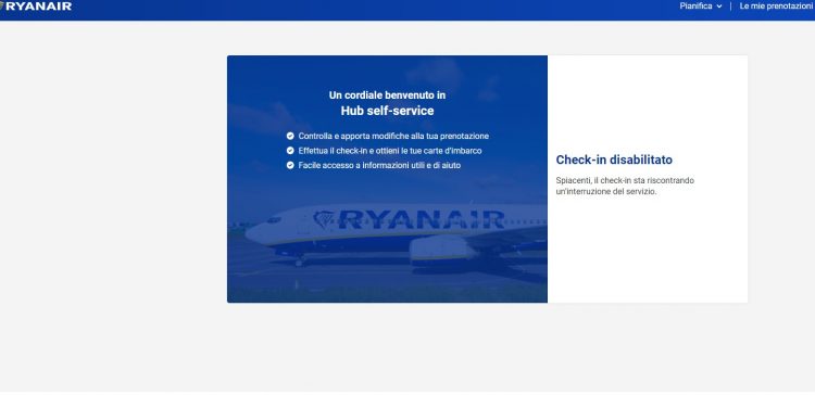 sito Ryanair non funziona